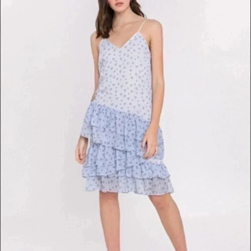 endless rose ditsy lotus print midi dress blue XS